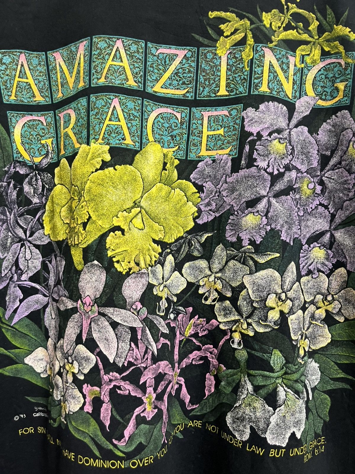 Vintage 💥Vintage 93 Amazing Grace Religious Words Tee Size US L / EU 52-54 / 3 - 3 Thumbnail