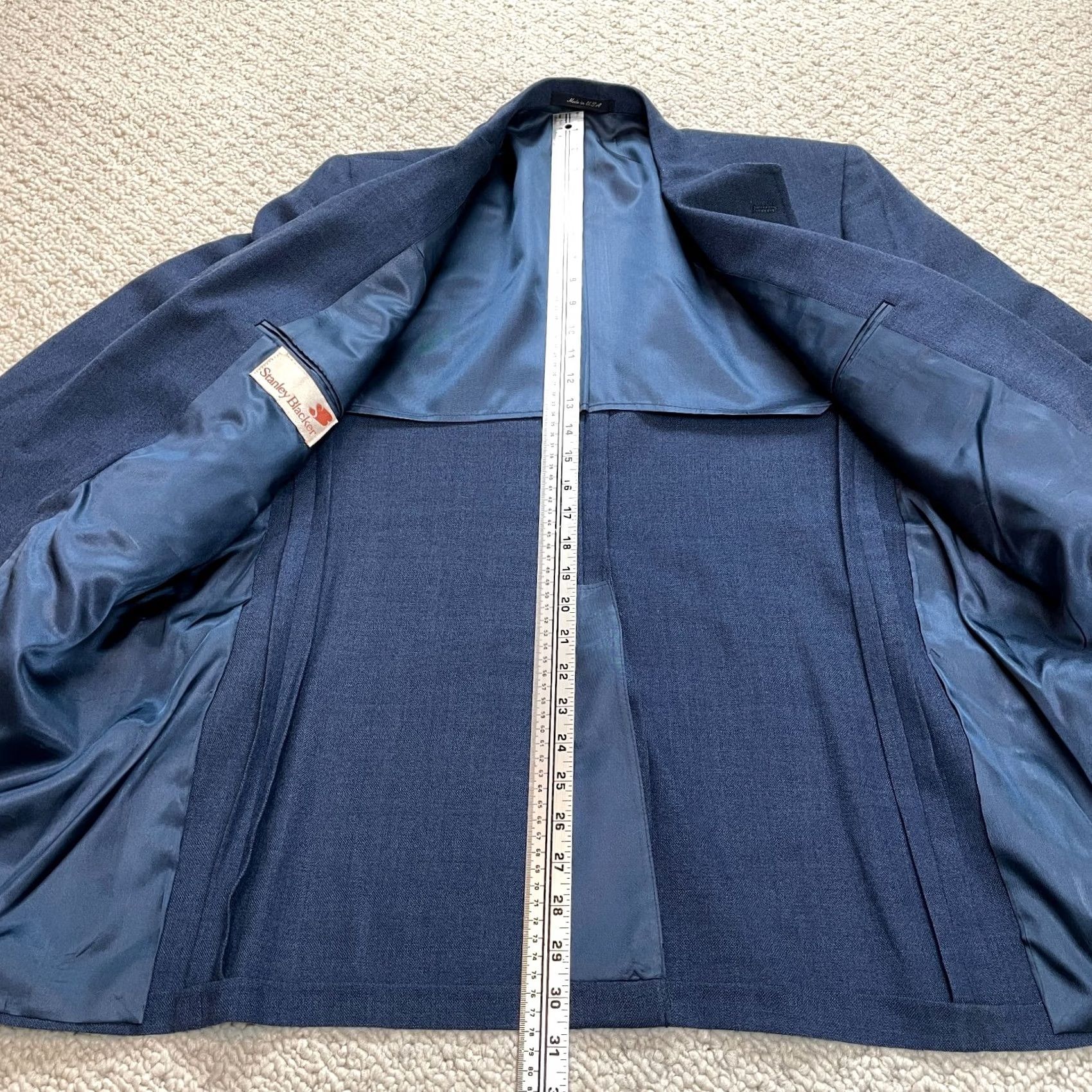Stanley Blacker Stanley Blacker Blazer Jacket Mens 44 Regular Blue Two-Button Solid Formal Blazer Size 44R - 2 Thumbnail
