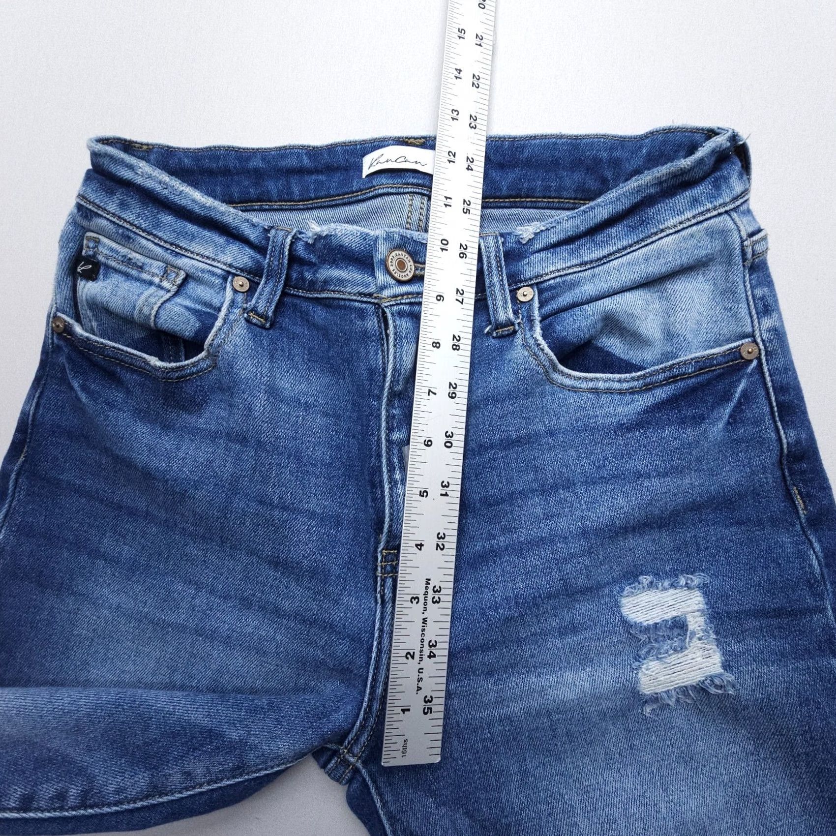 Vintage KanCan Jeans Straight High Rise Distressed Dark Wash 27 Blue Womens Regular 5-Pocket Denim Skinny? Size 27" / US 4 / IT 40 - 6 Thumbnail