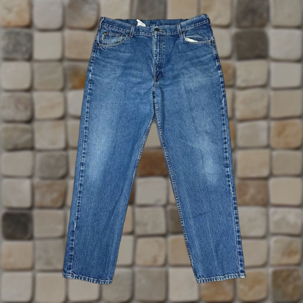 Carhartt VINTAGE Carhartt WIP Jeans Men 40 Blue Denim Logo Cotton High Rise Tapered Leg 36x31 Jeans Logo Modern 90s Men Size US 40 / EU 56 - 1 Thumbnail