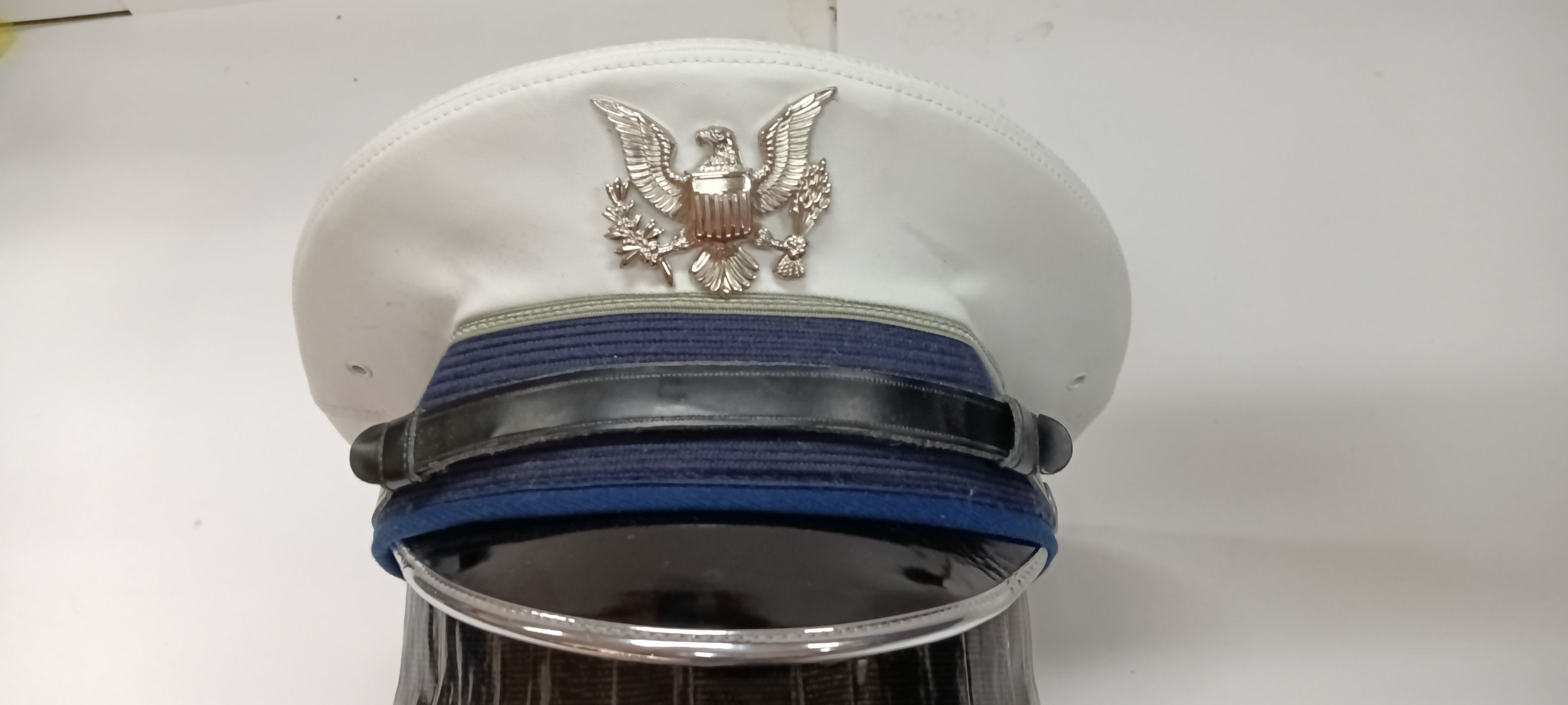 Vintage vintage USAF Air Force white officer hat cap visor Size ONE SIZE - 1 Thumbnail