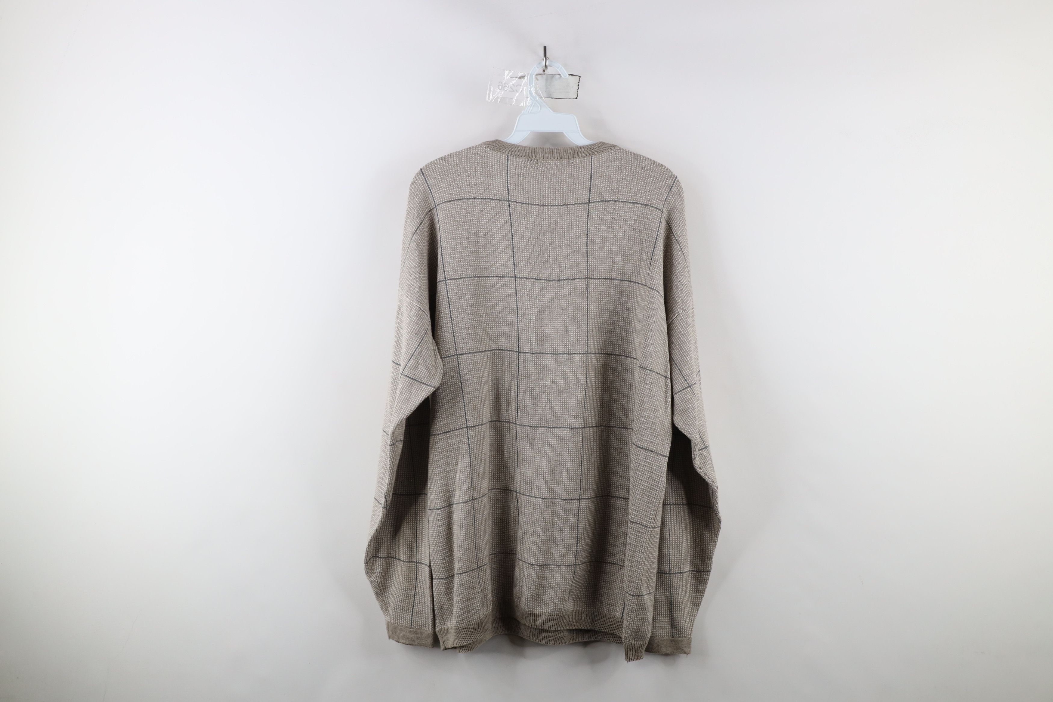 Nautica × Vintage Vintage 90s Nautica Cotton Knit Crewneck Sweater Plaid Size US L / EU 52-54 / 3 - 9 Thumbnail