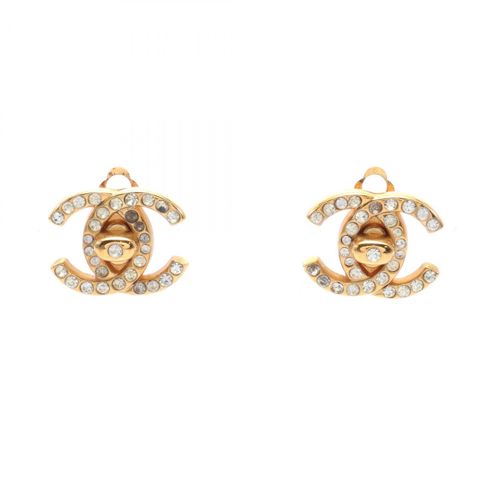 Chanel Chanel CC Rhinestone Clip On Earrings Metal Earrings 96A in Very Good Condition Size ONE SIZE - 1 Thumbnail