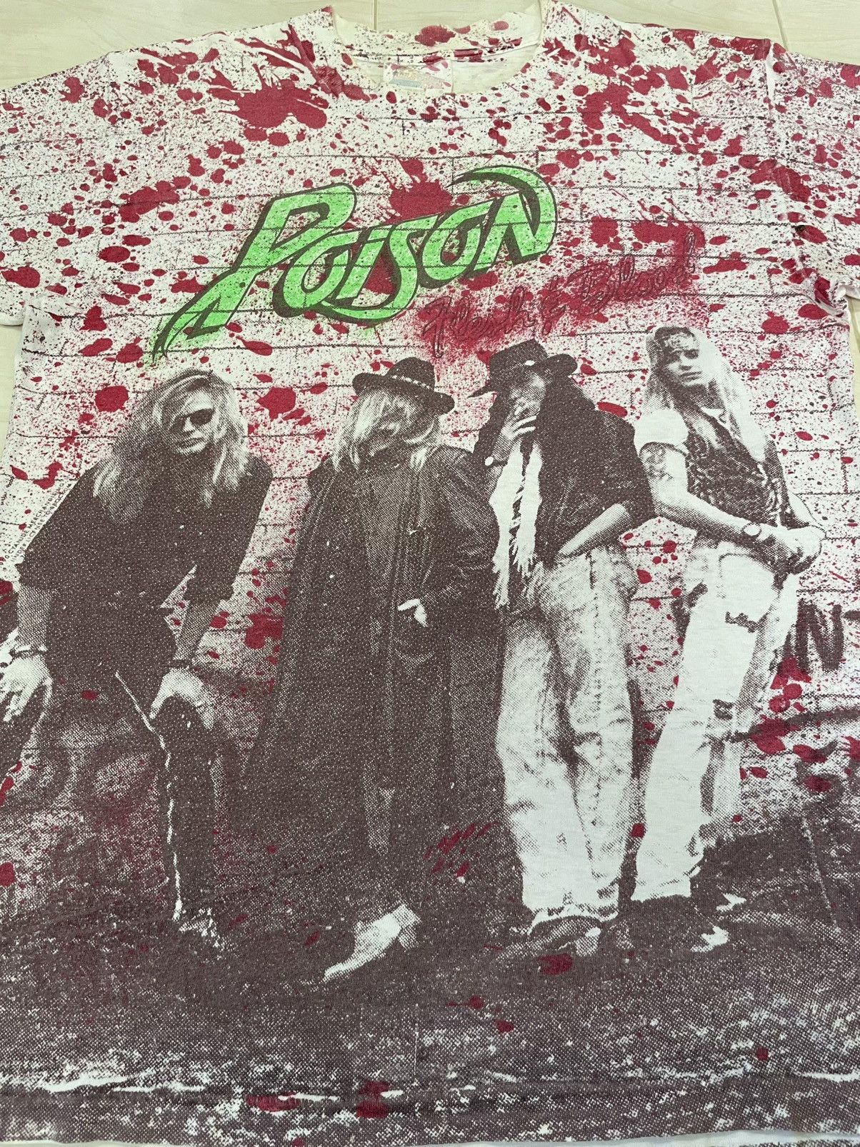 Band Tees VINTAGE 1990 POISON BAND FULL PRINT T-SHIRT (PINHOLE) Size US L / EU 52-54 / 3 - 7 Thumbnail