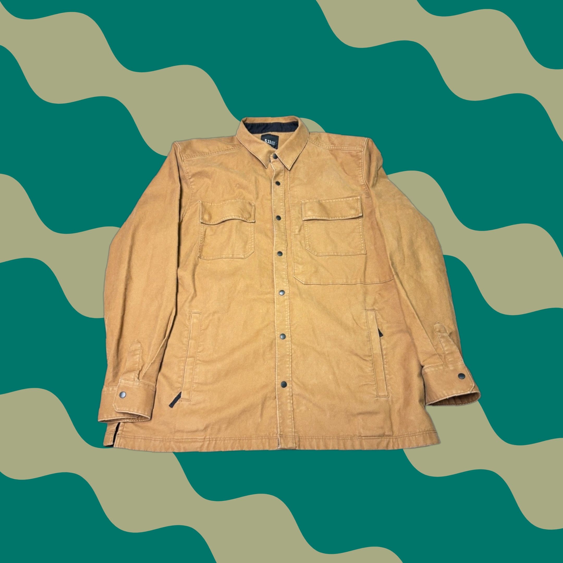 Vintage 5.11 Tactical Mens XL Cotton Elastane Work Shirt Jacket Tan Long Sleeve Mens Size US XL / EU 56 / 4 - 1 Thumbnail