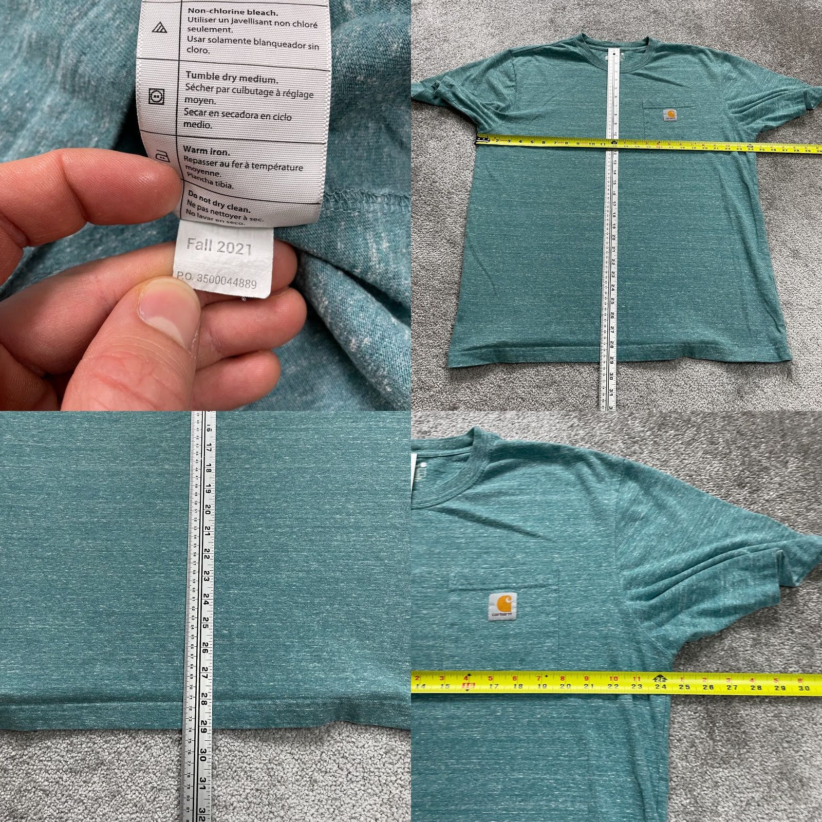 Carhartt Carhartt K87 T-Shirt Mens Large Green Loose Fit Crew Neck Pocket Tee Top Size US L / EU 52-54 / 3 - 8 Thumbnail