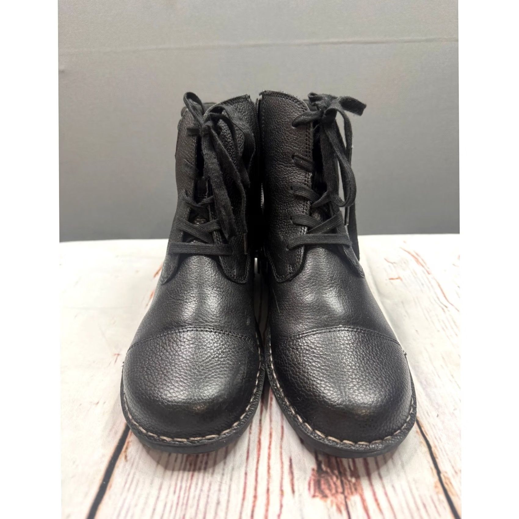 Clarks Clarks Ankle Boots Womens Black Leather Lace Up Side Zip 8.5M Size US 10 / IT 40 - 4 Thumbnail
