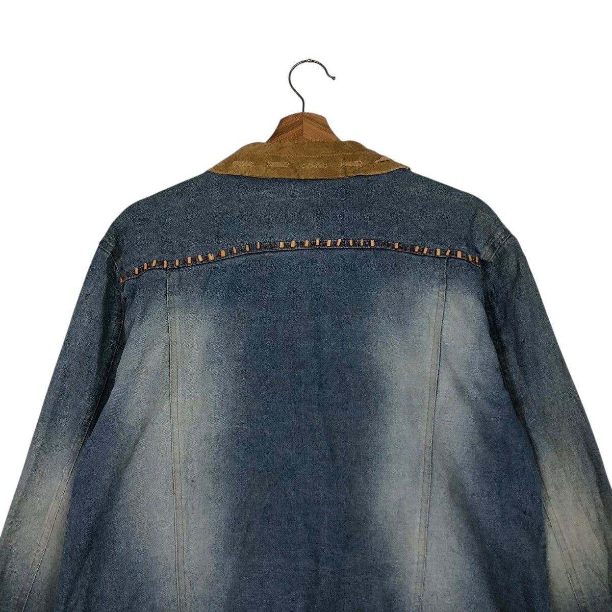Japanese Brand 🔥VINTAGE DENIM BIKER JACKET LEATHER COLLAR CHICO’s KAPITAL Size US M / EU 48-50 / 2 - 11 Thumbnail
