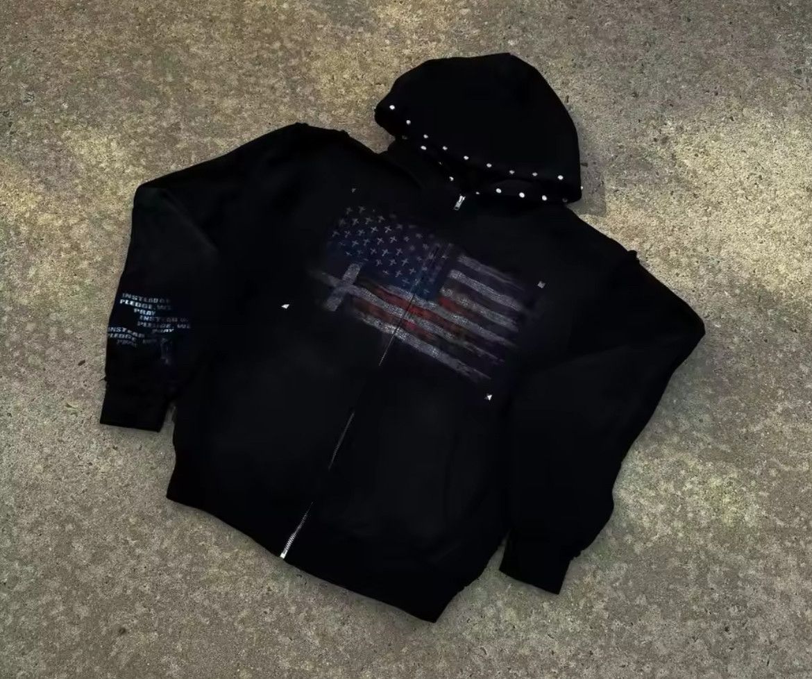 Other Streetwear Retro Flag Letter Zipper Hoodies Jackets Size US XL / EU 56 / 4 - 1 Thumbnail