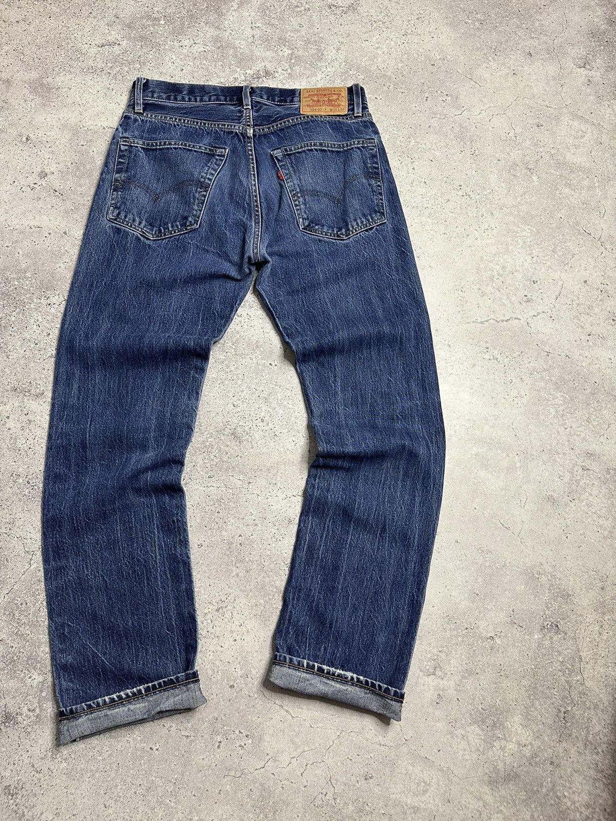 Levi's Levi’s 505 0217 Big E Denim Blue Distressed Selvedge Pants Size US 33 - 2 Thumbnail