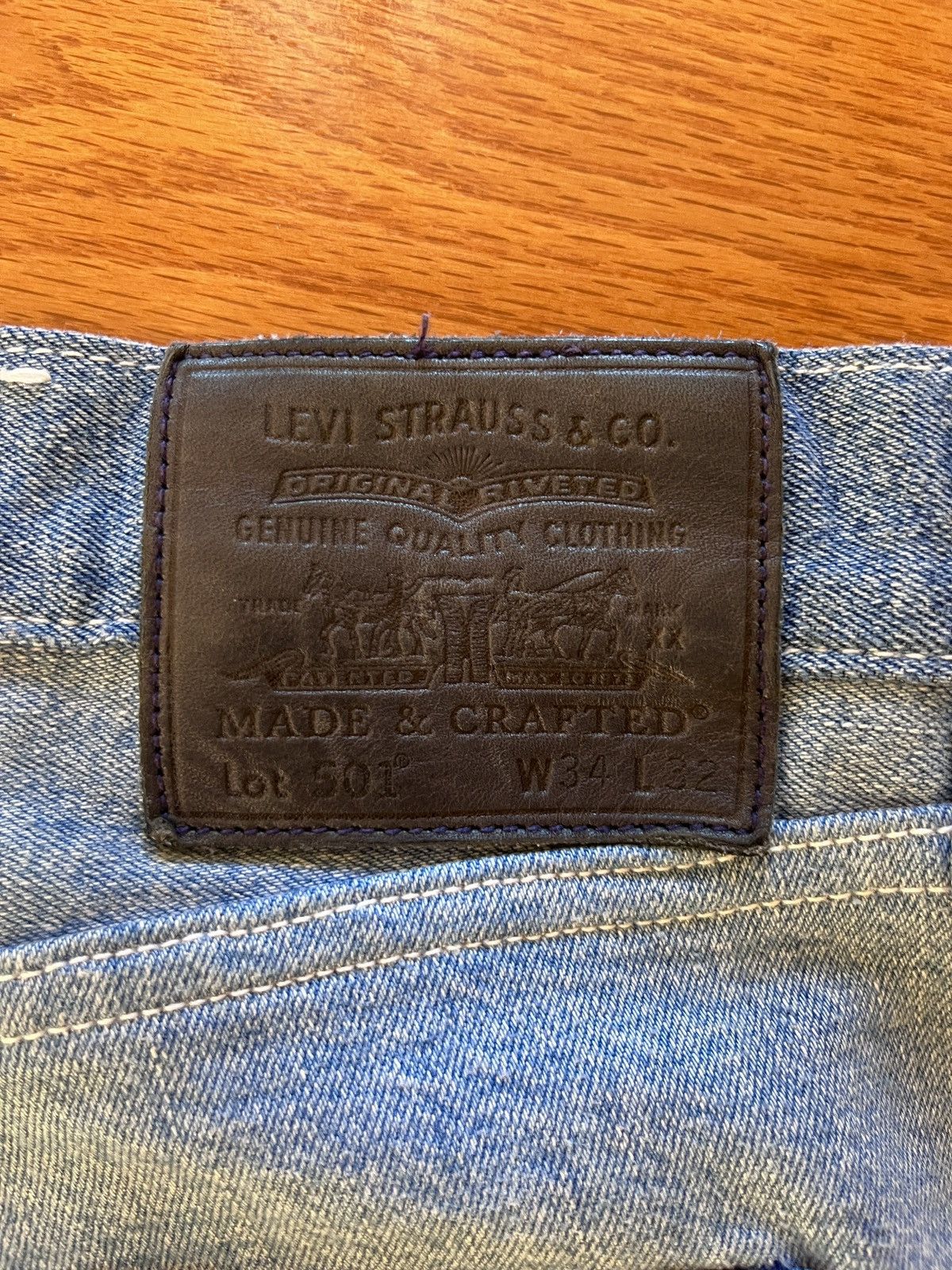 Levi's LEVIS 501 Made & Crafted Selvedge Patchwork Denim Jeans Size US 34 / EU 50 - 4 Thumbnail