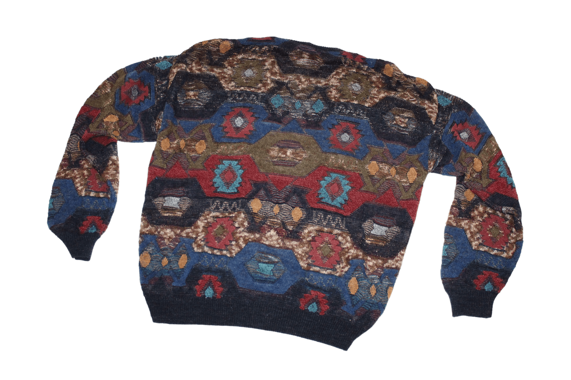 Homespun Knitwear VTG Devred Paris Navajo Pattern Crochet Cardigan Size US XXL / EU 58 / 5 - 11 Thumbnail