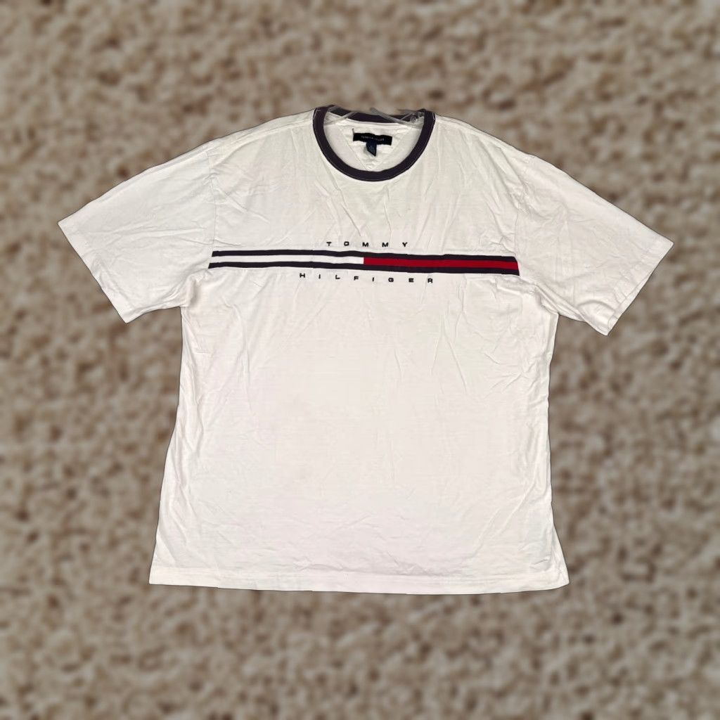Tommy Hilfiger Tommy Hilfiger Shirt Adult XL White 100% Cotton Short Sleeve Crew Embroidered Logo Mens Size US XL / EU 56 / 4 - 1 Thumbnail
