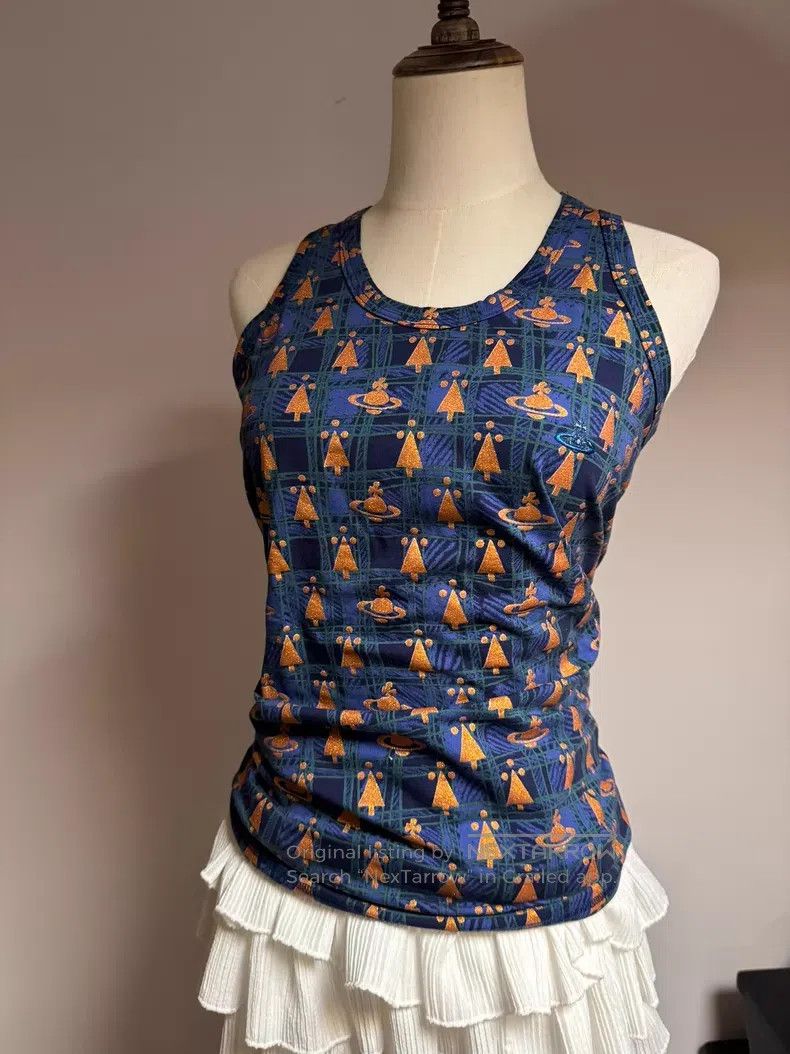 Vivienne Westwood Vivienne Westwood Blue Plaid Saturn Printed Striped Tank V Size M / US 6-8 / IT 42-44 - 2 Thumbnail