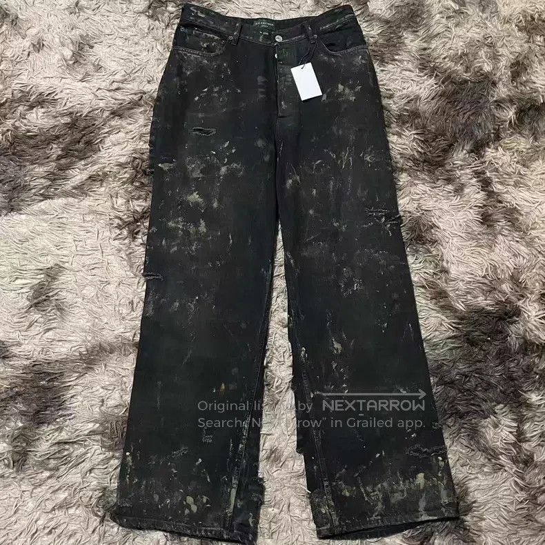 Balenciaga size S Mud-dyed distressed jeans