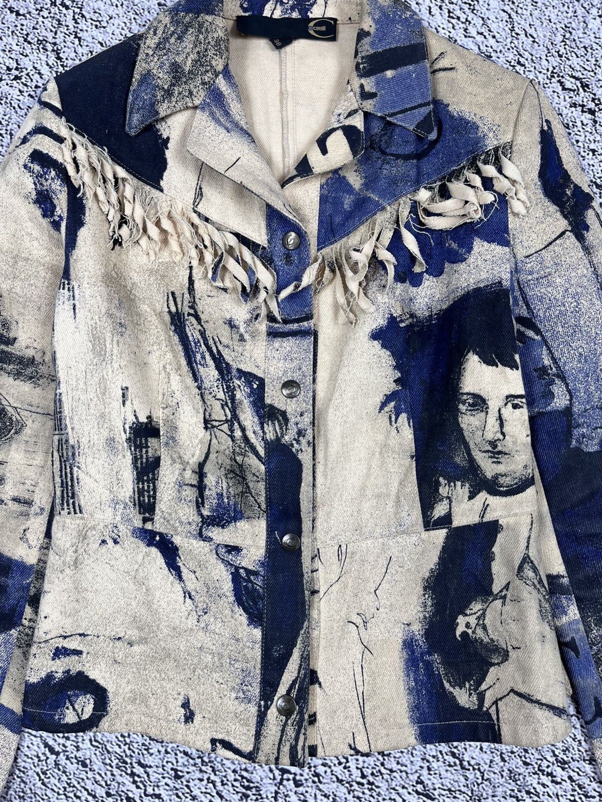 Roberto Cavalli Vintage Renaissance Roberto Cavalli Napoleon Denim Jacket Size XS / US 0-2 / IT 36-38 - 6 Thumbnail
