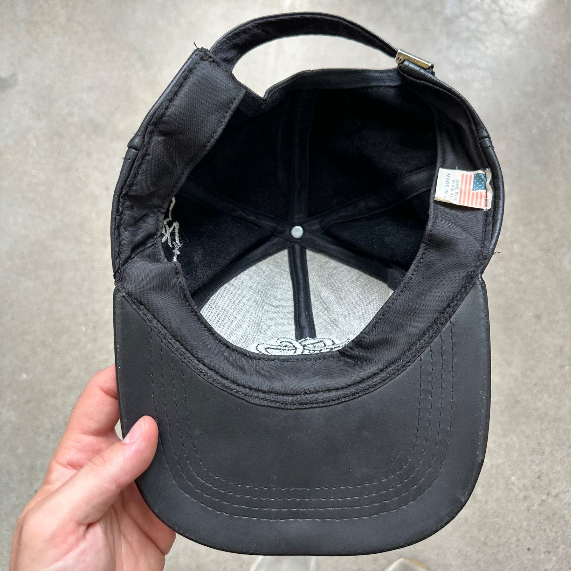 Vintage Vintage Fubu Y2K 90s Black Leather Strap Back Hat Grailed