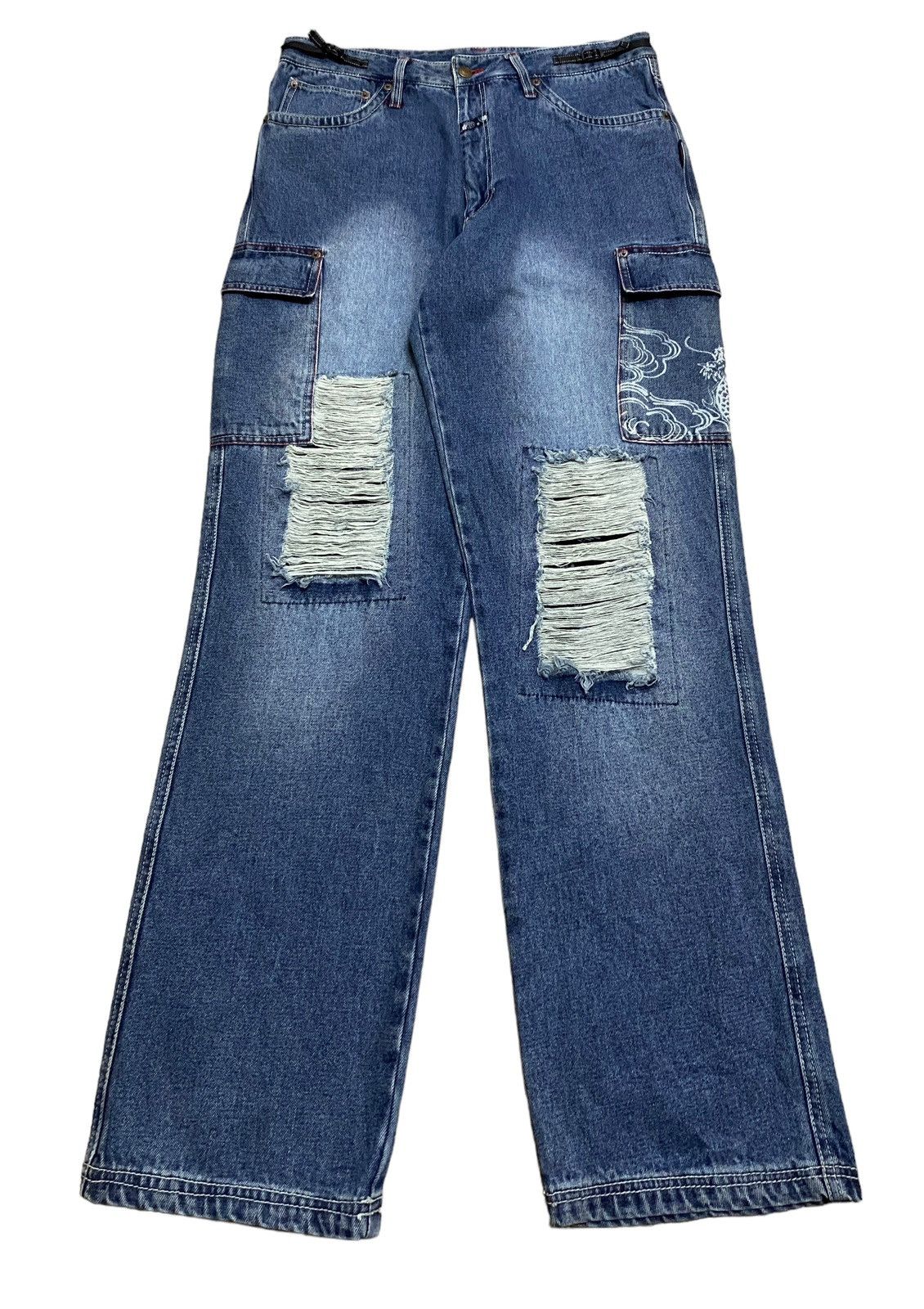 14th Addiction × Japanese Brand × Le Grande Bleu (L.G.B.) Rare Vintage Japanese Brand Kakei Sukajan Baggy Jeans 1990s Size US 32 / EU 48 - 1 Thumbnail