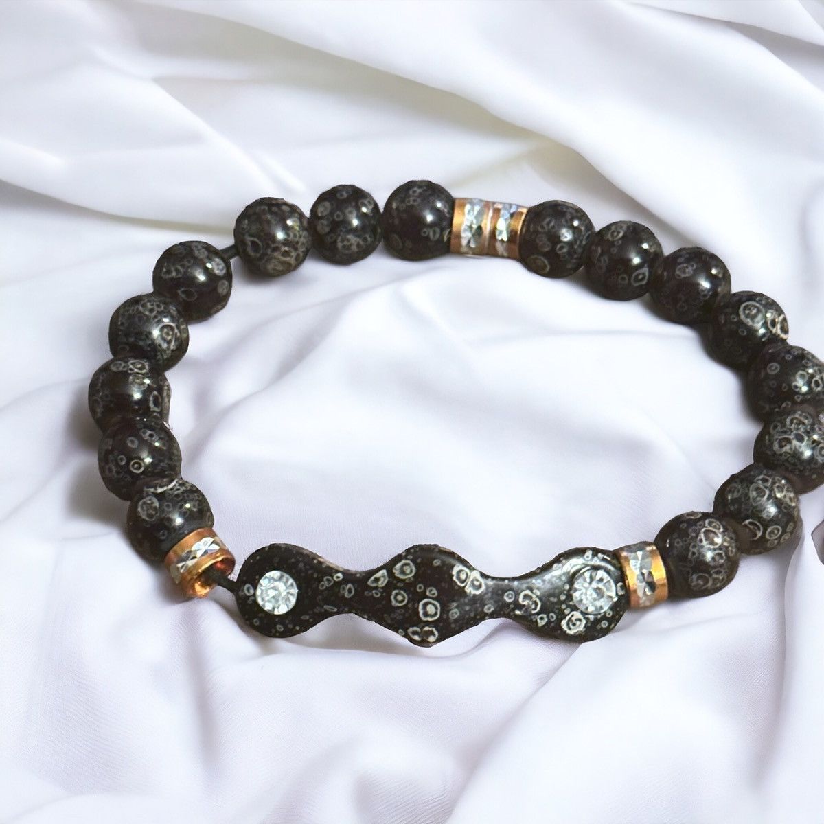 Other Black printed bead stretch bracelet Size ONE SIZE - 3 Thumbnail