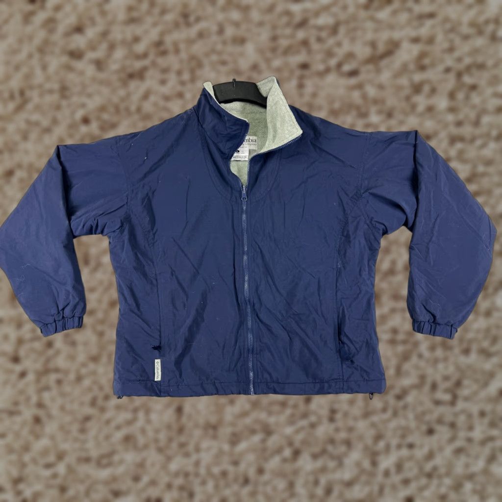 Vintage VINTAGE Columbia Jacket Women Large Blue Full Zip Mock Neck Nylon Shell Pockets Size L / US 10 / IT 46 - 1 Thumbnail