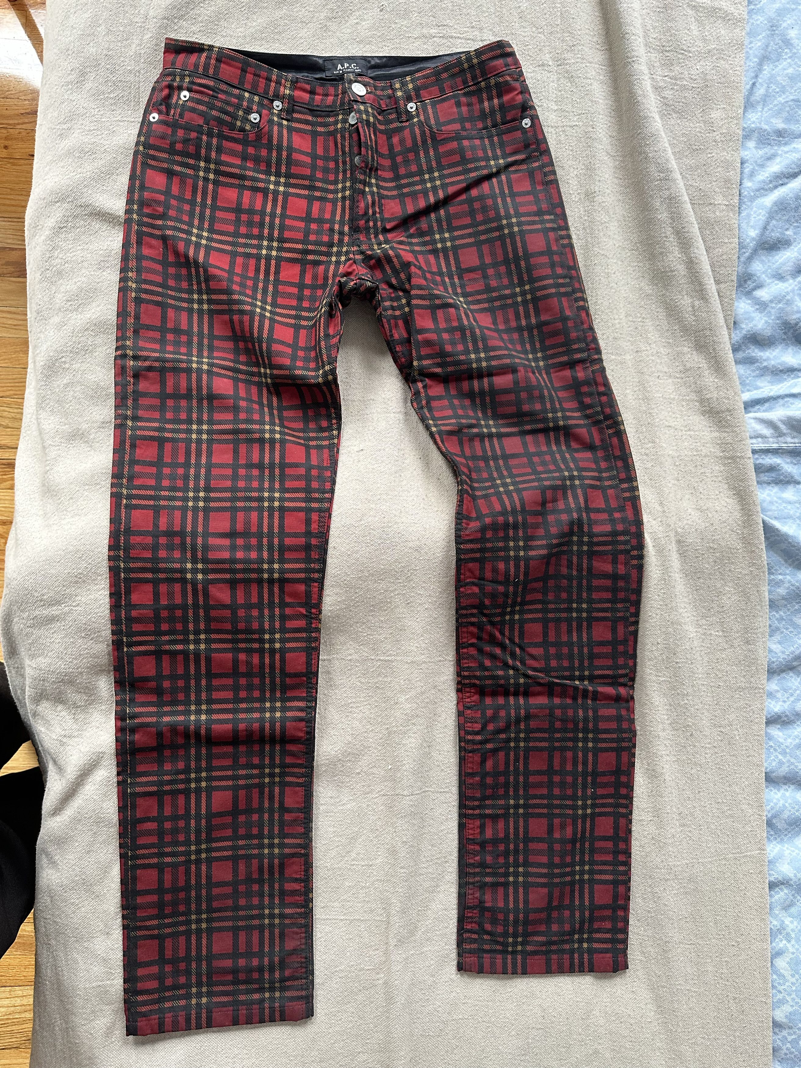 A.P.C. A.P.C Red British Checkered Pattern with Soft Inner Lining Size US 30 / EU 46 - 1 Thumbnail