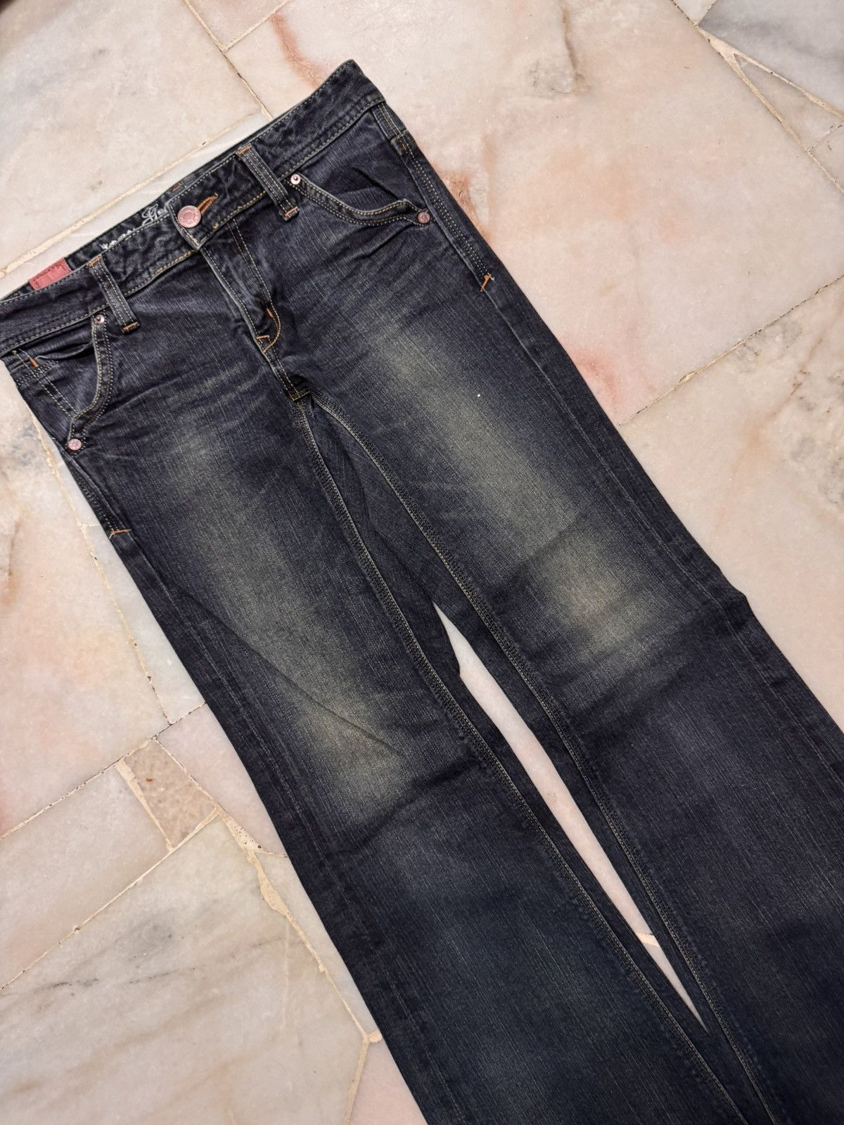 Tornado Mart VINTAGE 2000s GEORGIA BELL BOTTOM BOOTCUT MUD-WASHED Size US 28 / EU 44 - 6 Thumbnail