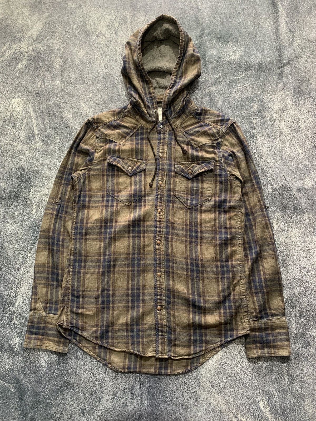 GOA GOA LGB Japanese Brand Plaid Hooded Western Flannel Size US M / EU 48-50 / 2 - 1 Thumbnail