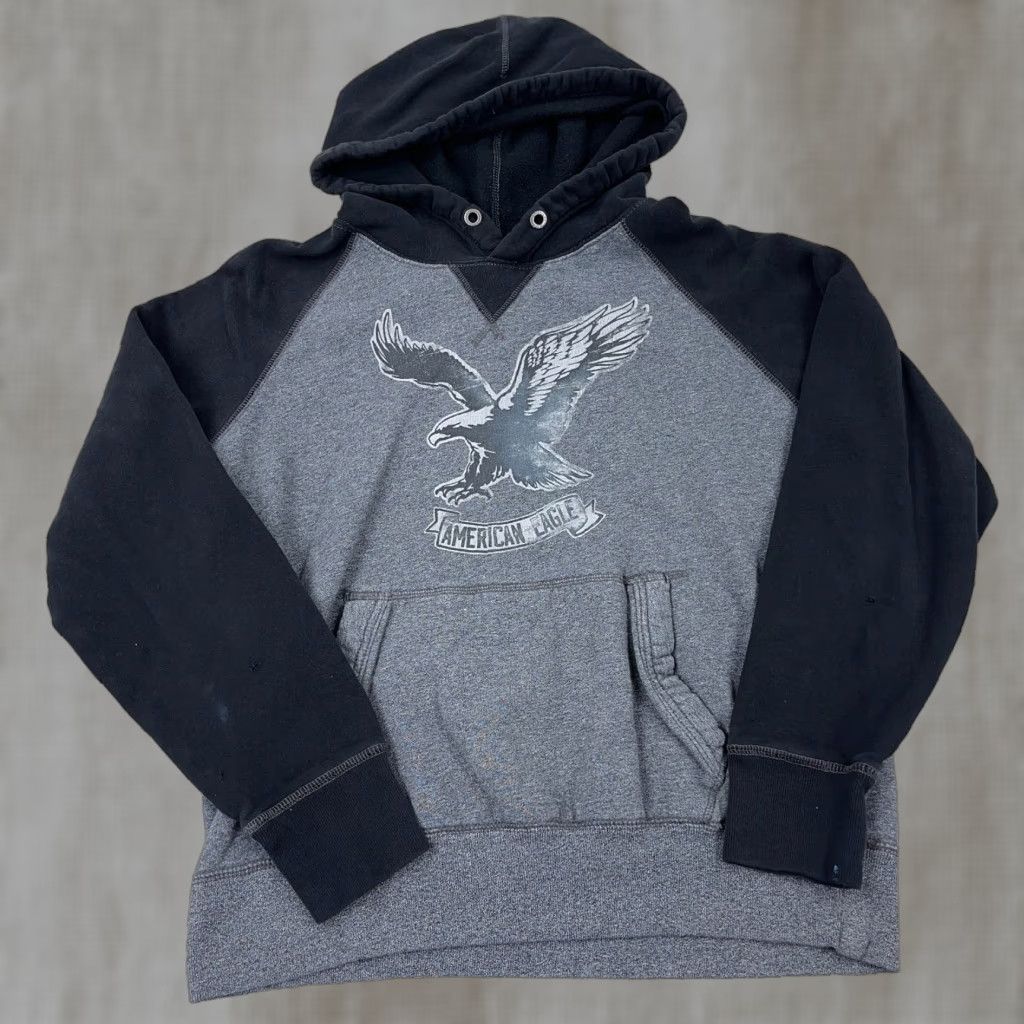 American Eagle Outfitters Vintage American Eagle Hoodie Men Medium Black Sweatshirt Faded Raglan Ae77* Size US M / EU 48-50 / 2 - 1 Thumbnail
