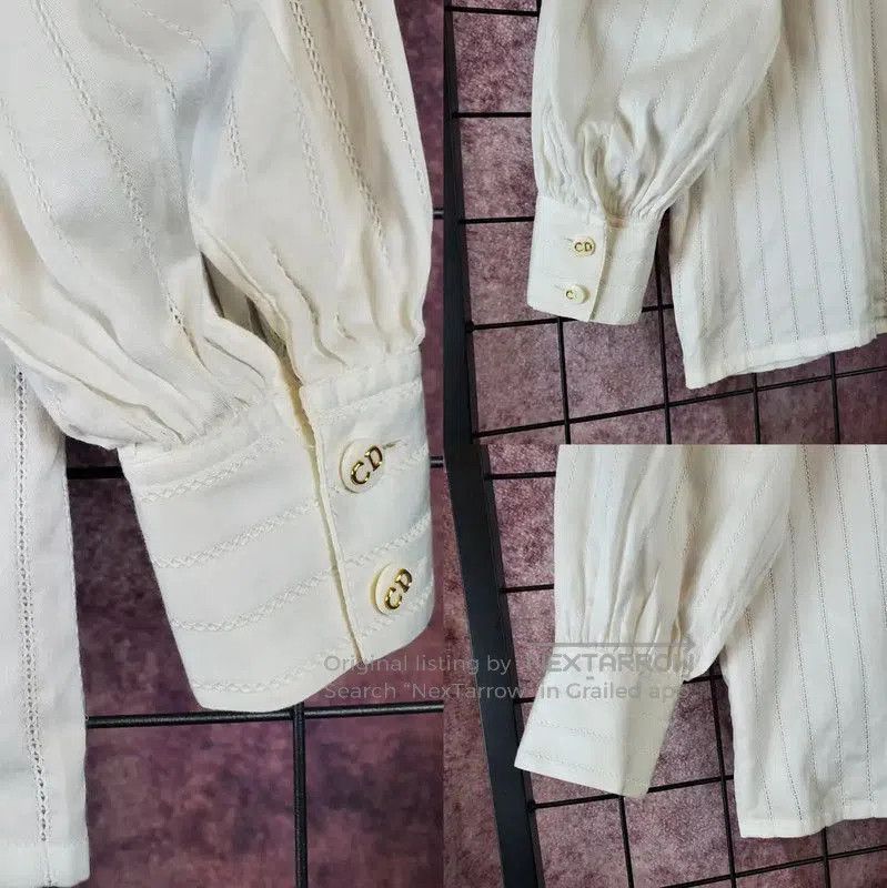 Dior Dior White Cotton Embroidered Logo Long Sleeve Shirt . Size US M / EU 48-50 / 2 - 6 Thumbnail