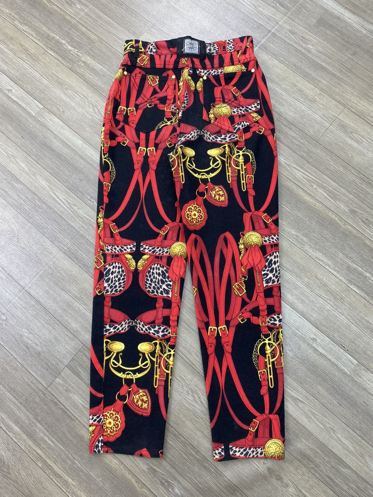 Japanese Brand Vintage Laurel Baroque Equestrian Chanis Scarf Print Pants Size US 27 - 20 Thumbnail