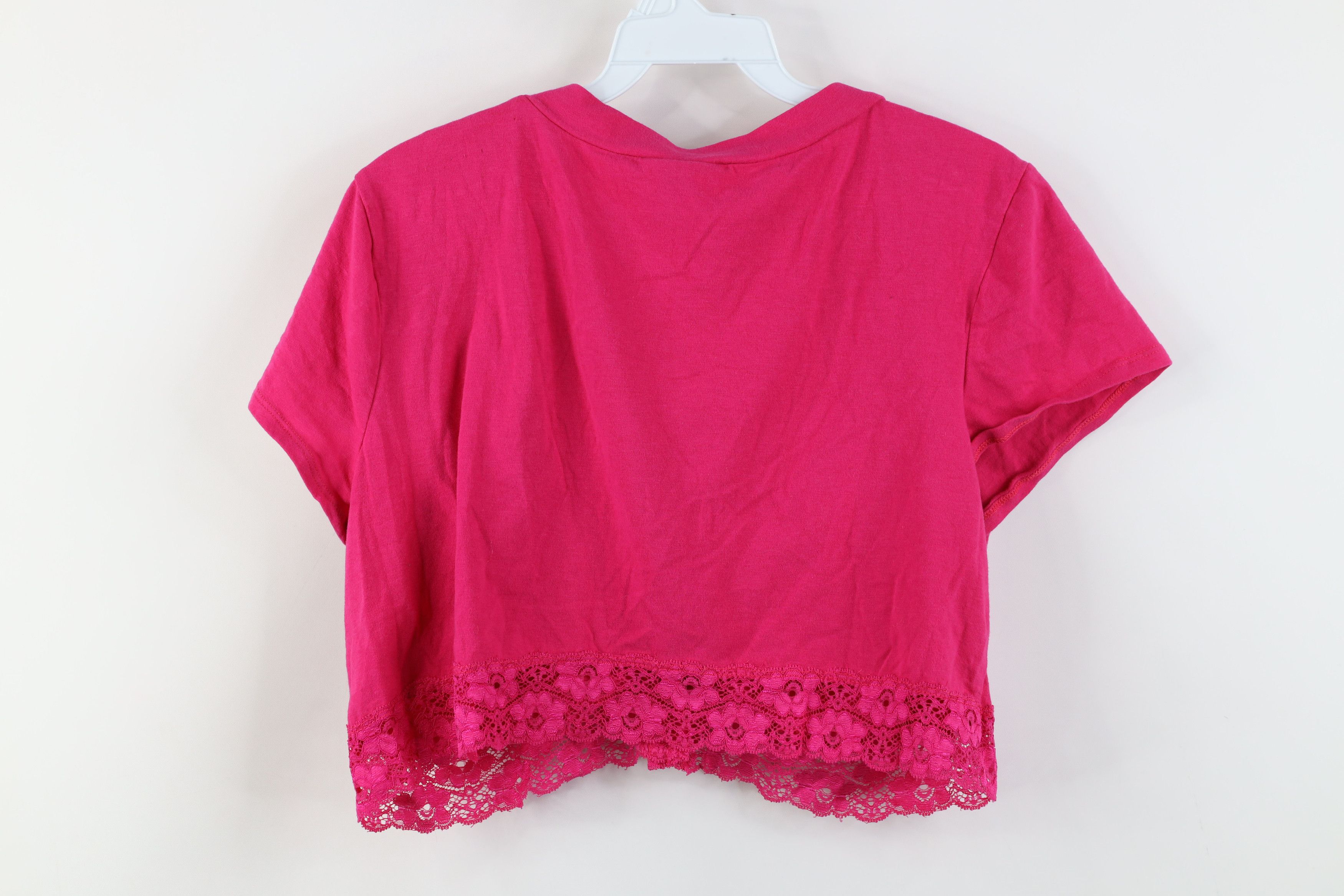 Vintage Vintage 90s Y2K Babydoll Lace Cropped Cardigan Shirt Pink Size XXL / US 16-18 / IT 52-54 - 13 Thumbnail