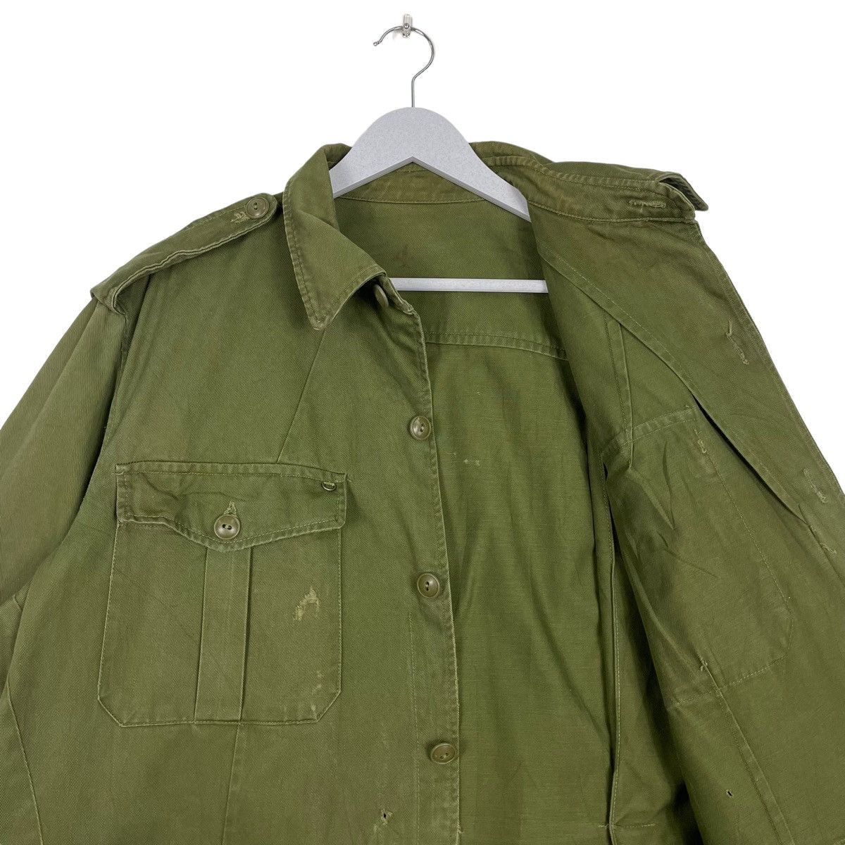 Vintage 💥70s OG ARMY BUTTON FIELD JACKET SHIRT Size US L / EU 52-54 / 3 - 9 Thumbnail