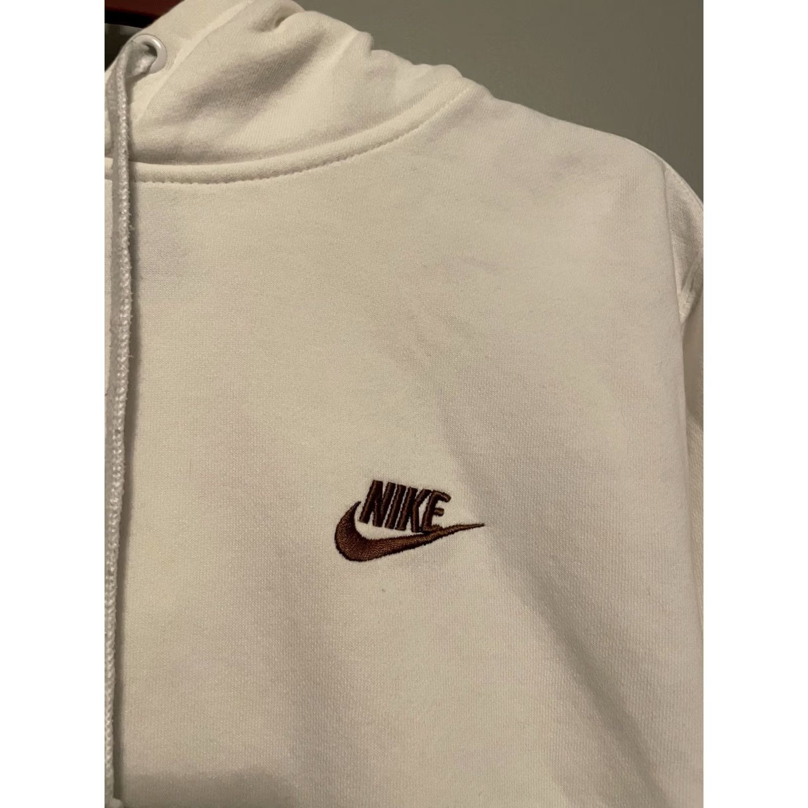 Nike Nike Sportswear Hoodie Shirt Mens Pullover Hooded Pockets White Large Regular Cotton Polyester Fleece Size US L / EU 52-54 / 3 - 3 Thumbnail