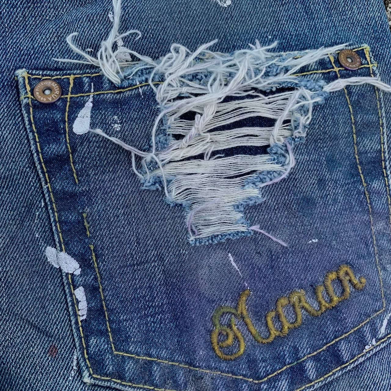 Japanese Brand Murua Thrashed Jeans Distressed Denim Streetwear Motif Japan Size US 30 / EU 46 - 11 Thumbnail