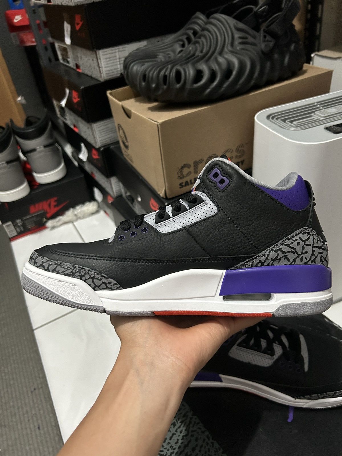 Jordan Brand nike air jordan 3 black court purple Size US 8.5 / EU 41-42 - 10 Thumbnail