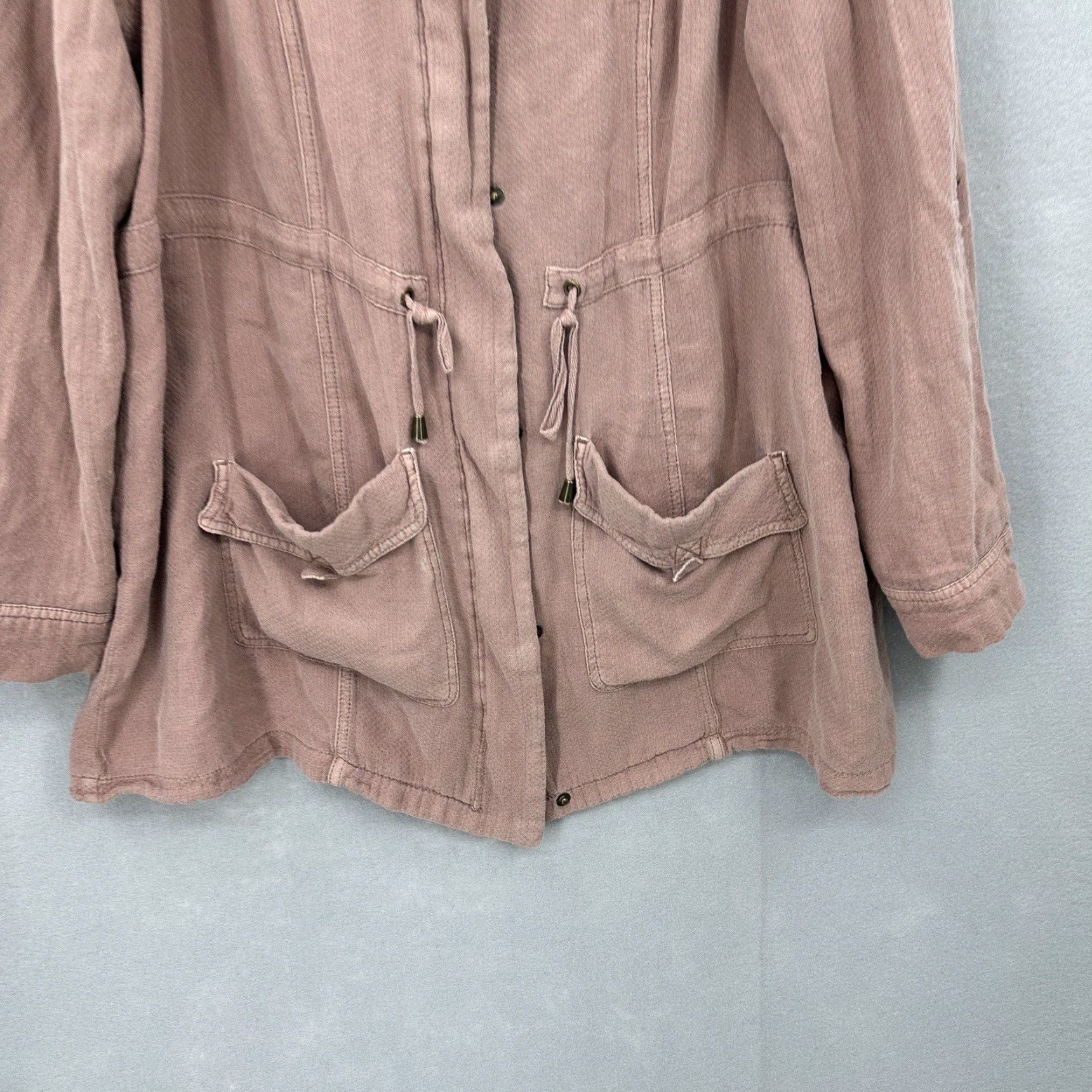 Torrid Torrid Twill Anorak Jacket Womens 14W Pink Full Zip Hooded Lightweight Casual Plus Size 14W Womens Jacket Size XL / US 12-14 / IT 48-50 - 3 Thumbnail