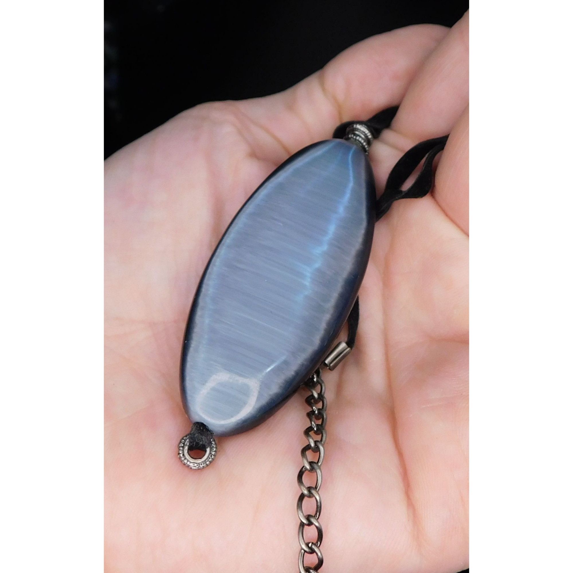 Other Silver Gothic Cat Eye Glass Pendant Necklace Size ONE SIZE - 5 Thumbnail
