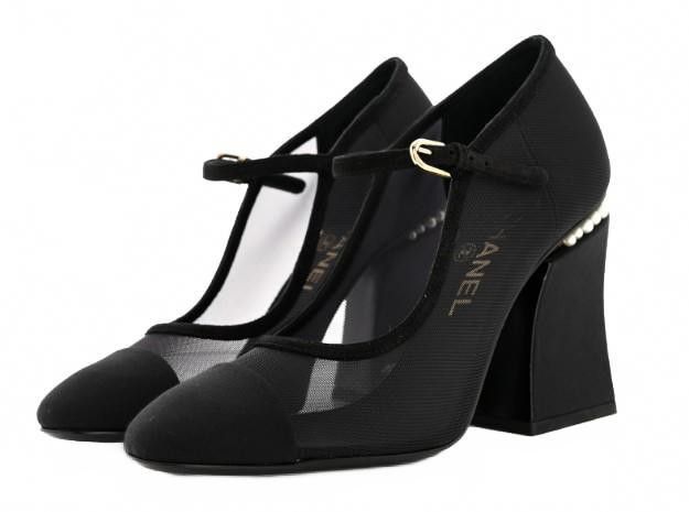 Chanel Chanel Black Mesh Heels Sz 41 - Pearl & Suede Trim - NIB Size US 11 / IT 41 - 2 Thumbnail