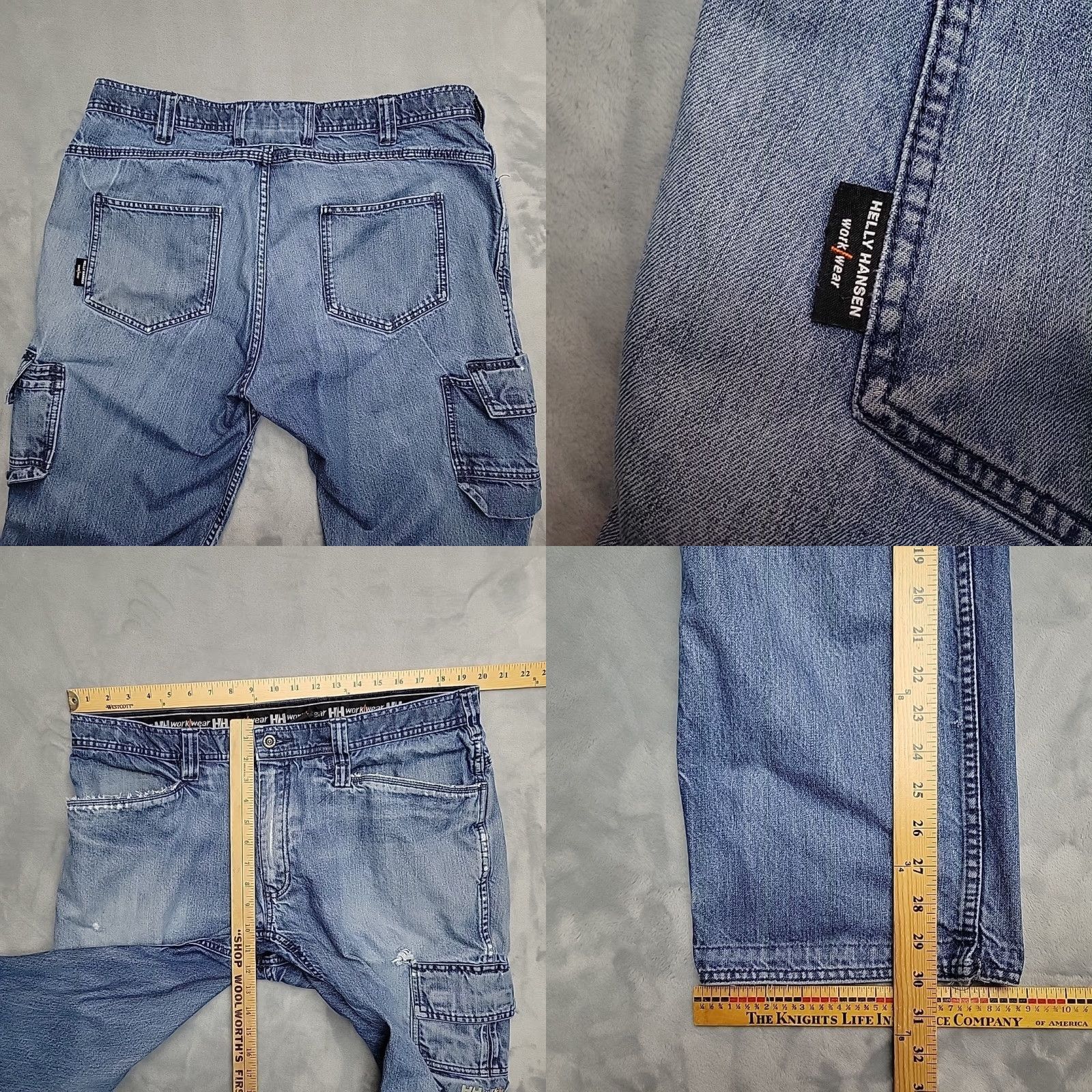 Helly Hansen Helly Hansen Jeans Mens 40 x 32 Faded Blue Denim Cargo Relaxed Fit Work Workwear Jeans Mens 40 Blue Size US 40 / EU 56 - 8 Thumbnail
