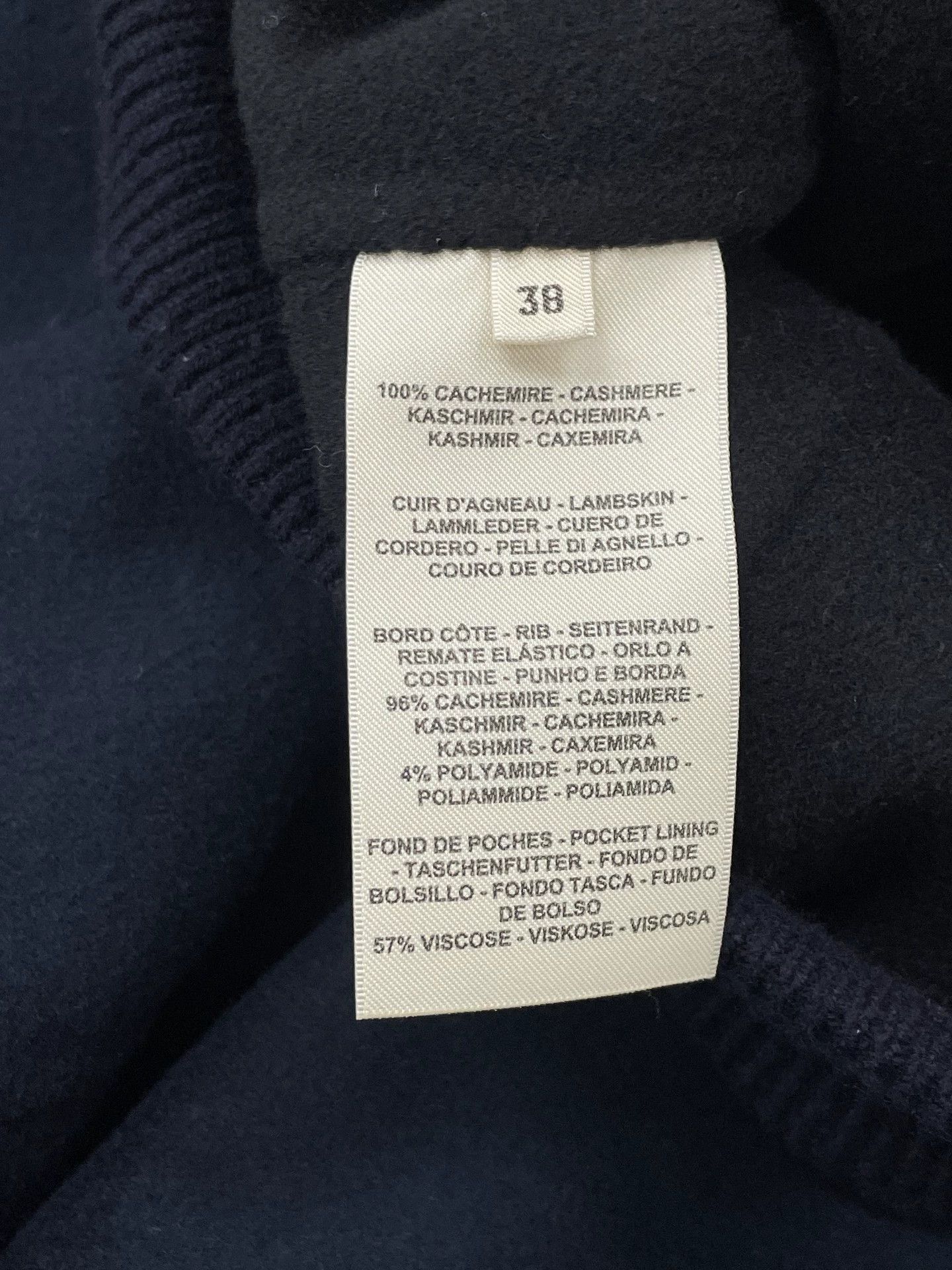 Hermes Hermes 25 SS Navy Blue Leather Panel Cashmere Jacket FR38 Size S / US 4 / IT 40 - 4 Thumbnail