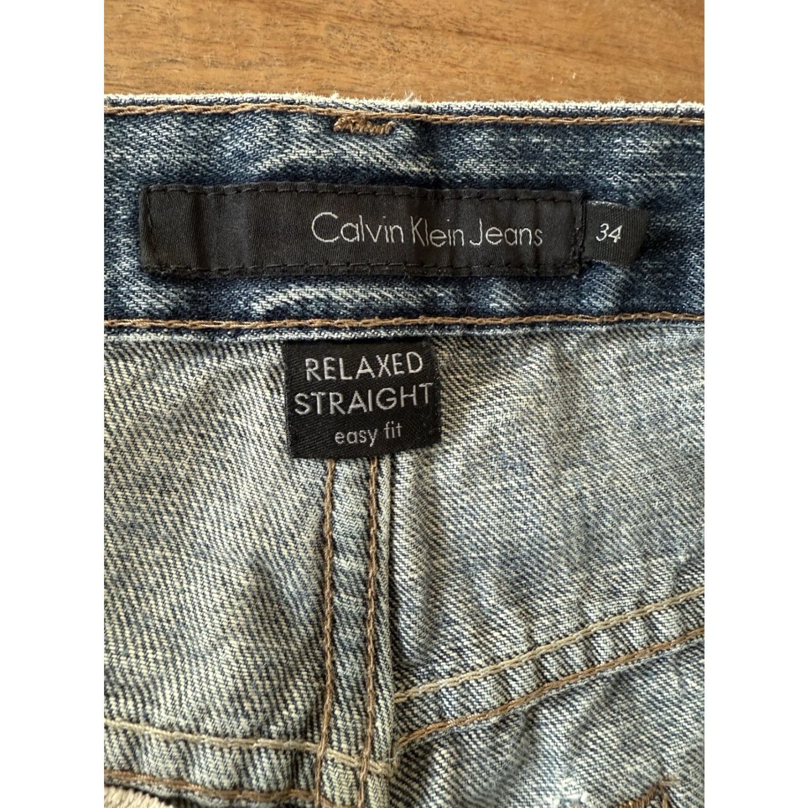 Calvin Klein Calvin Klein Jeans Relaxed Straight Denim Blue 34X28 City Grunge Logo 5-Pocket Mens Shirt? Size US 34 / EU 50 - 3 Thumbnail