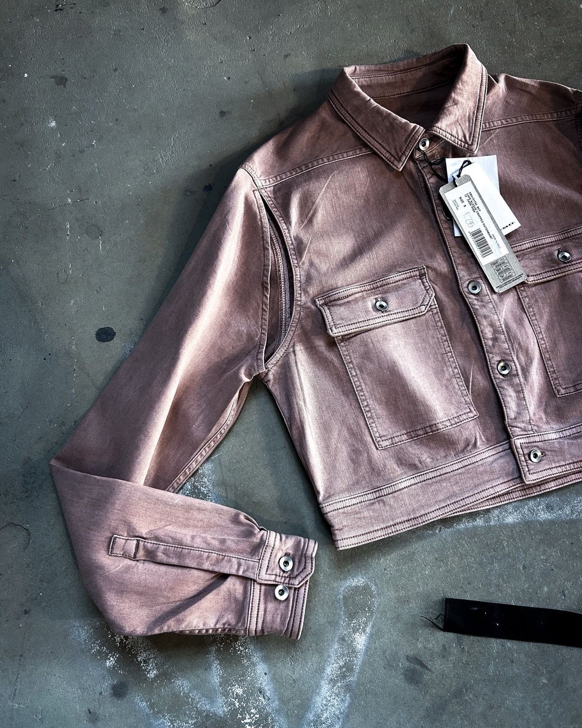 Rick Owens DARK PINK CROPPED DENIM CAPE OVERSHIRT Size S / US 4 / IT 40 - 6 Thumbnail