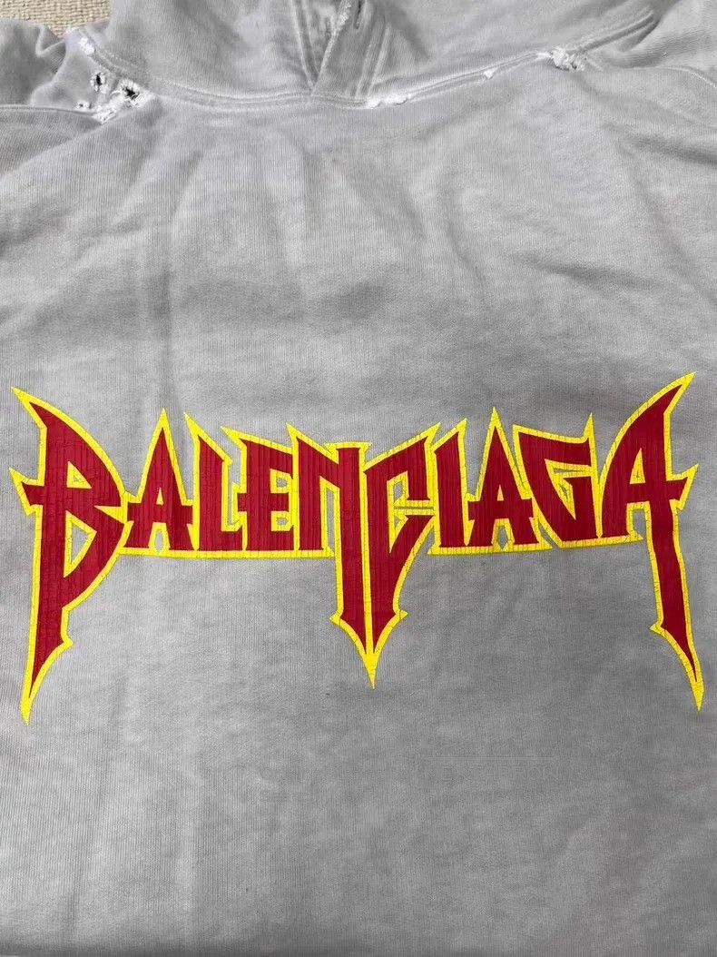 Balenciaga Balenciaga Logo Printed Hooded Long Sleeve Sweatshirt Size US XL / EU 56 / 4 - 3 Thumbnail