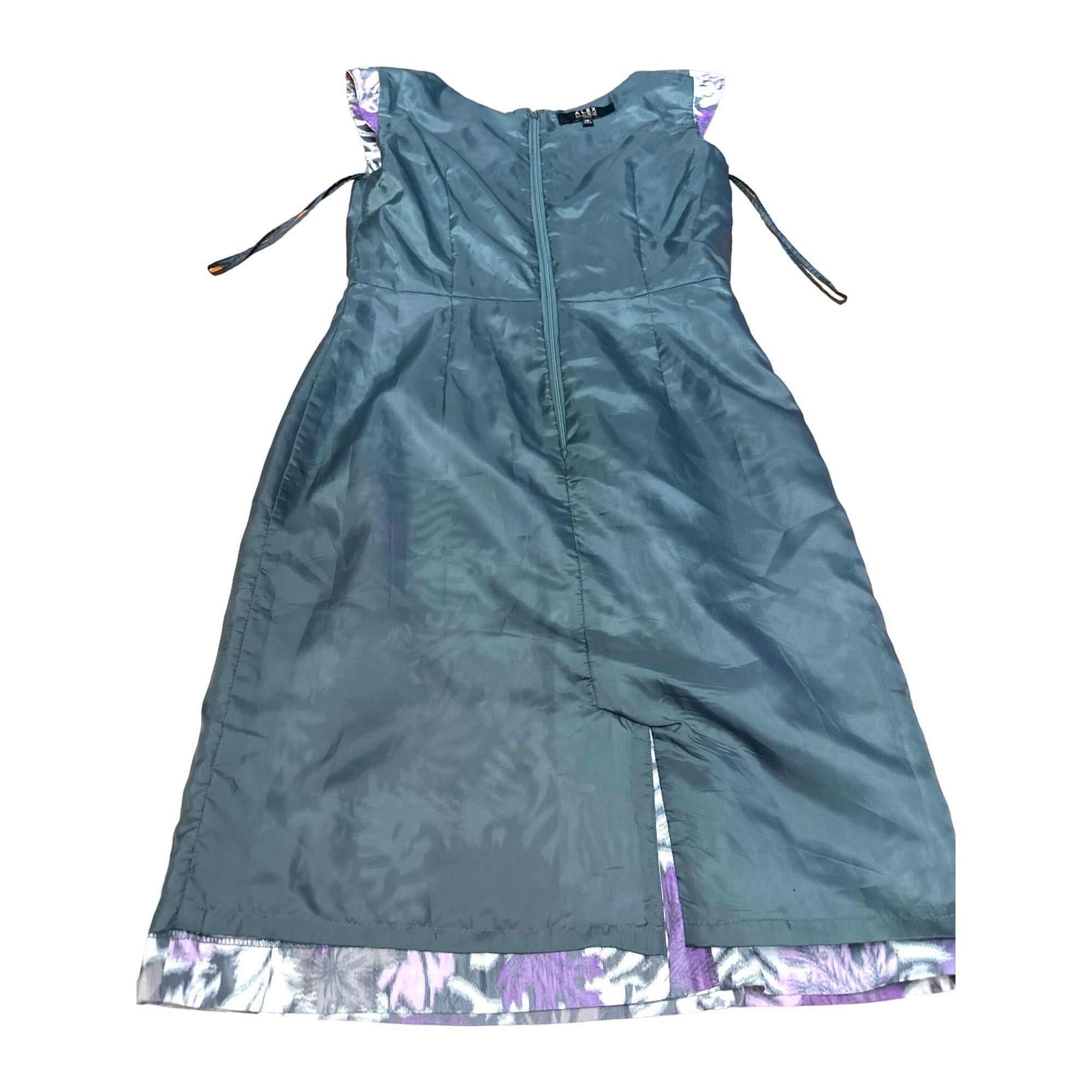 Other Alex Marie Purple Gray Floral Sleeveless Sheath Dress Pleate Size XS / US 0-2 / IT 36-38 - 7 Thumbnail