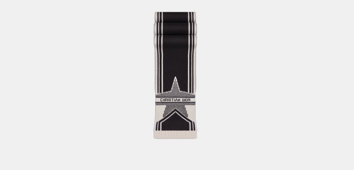 image of O1W1Db10424 Size: Os Dior Alps Scarf In Black/white, Women's