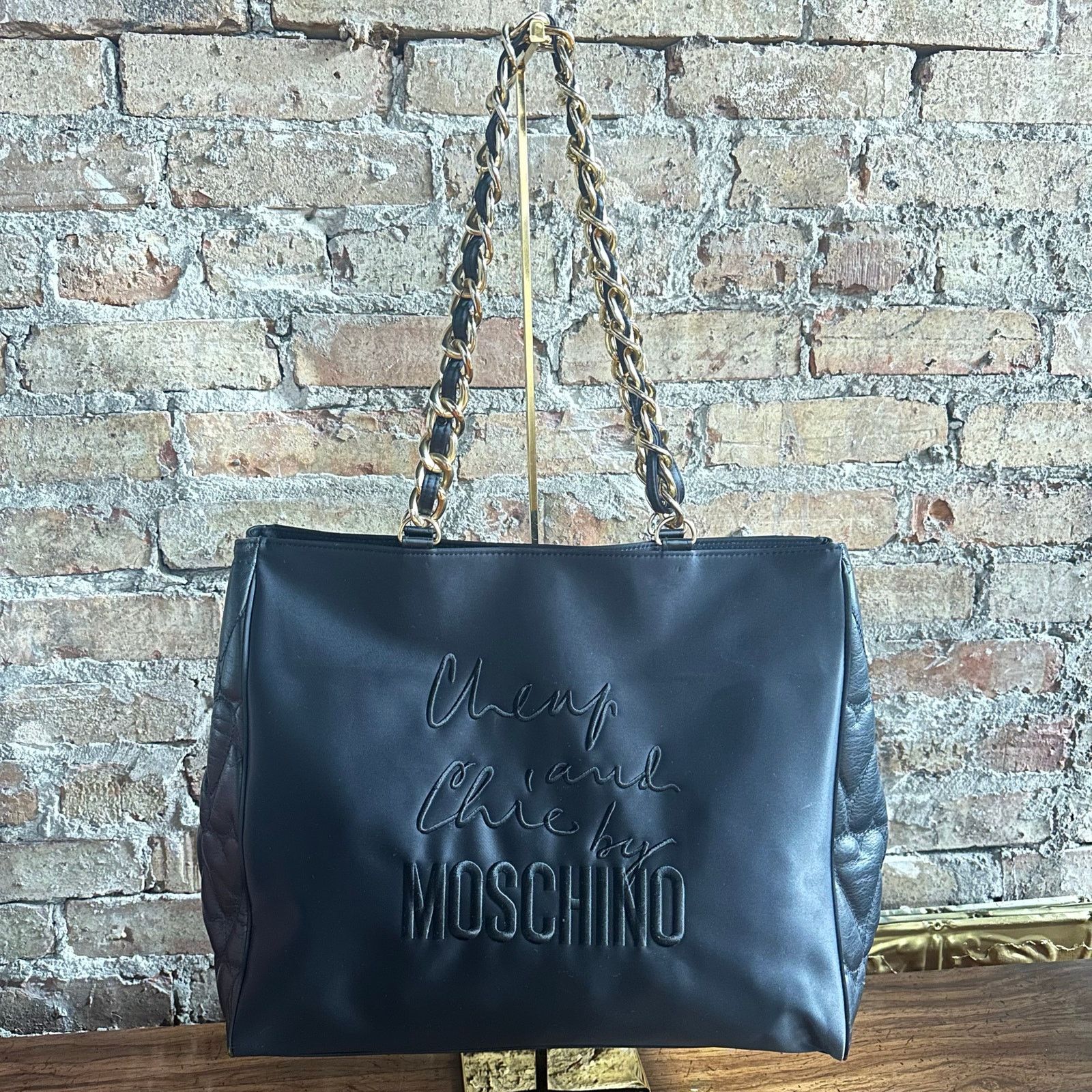 Moschino Vintage Moschino Cheap & Chic Nylon Leather Tote Chain Bag Size ONE SIZE - 2 Thumbnail