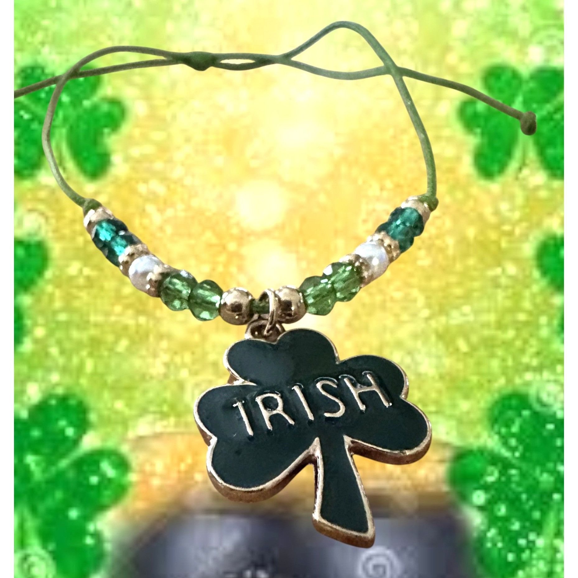 Handmade St Patricks Day Shamrock Knotted String Beaded Bracelet Ankl Size ONE SIZE - 1 Thumbnail