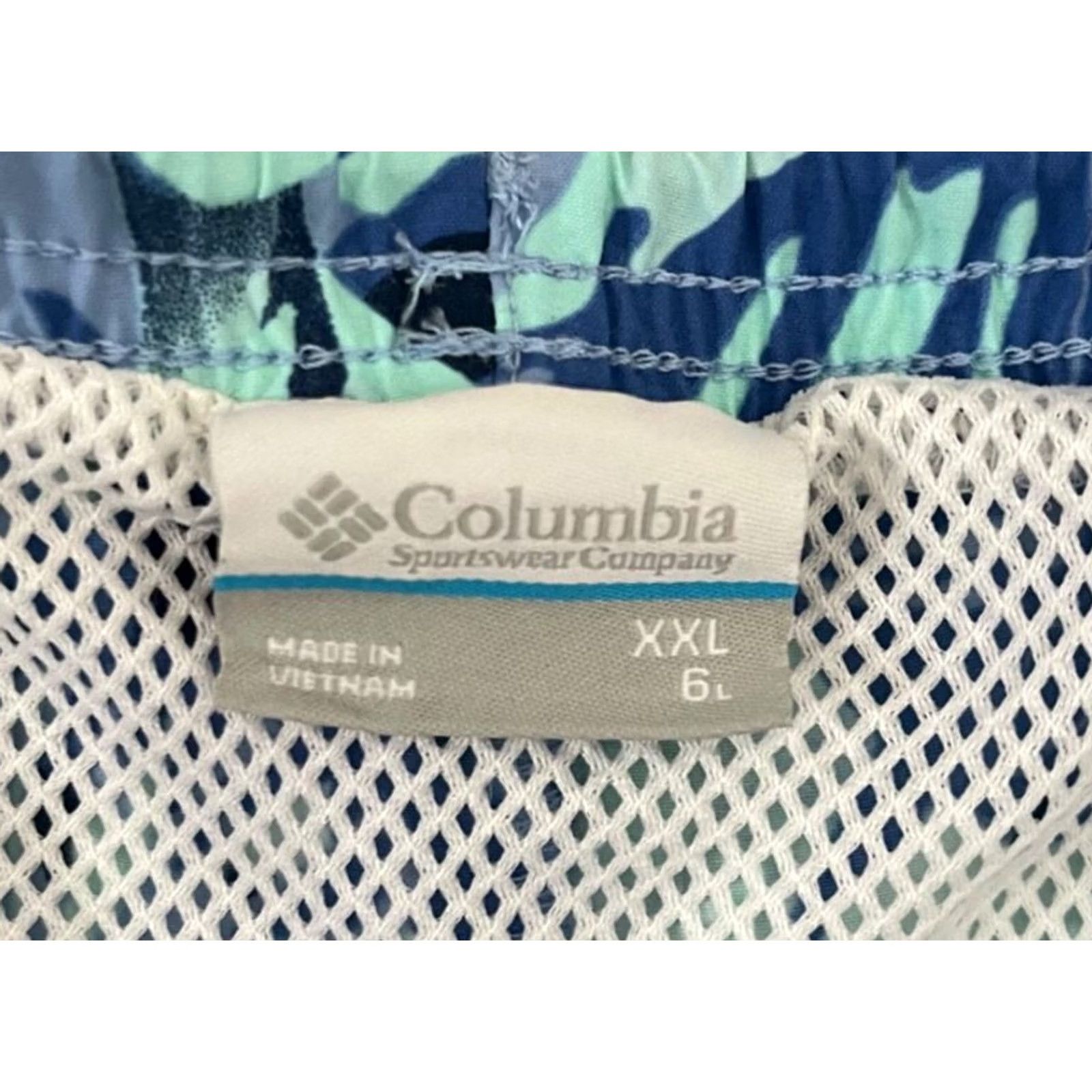 Vintage Columbia Mens XXL Blue Hawaiian Print Trunks 6" Lined Drawstring Size ONE SIZE - 4 Thumbnail