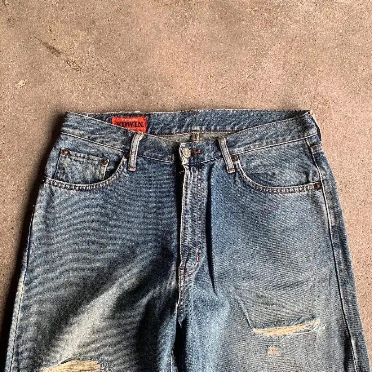 Destroy Lonely 📌 DESTROYED !! Y2K Edwin Frontier 32x30 Jeans Vintage Pants Size US 32 / EU 48 - 3 Thumbnail