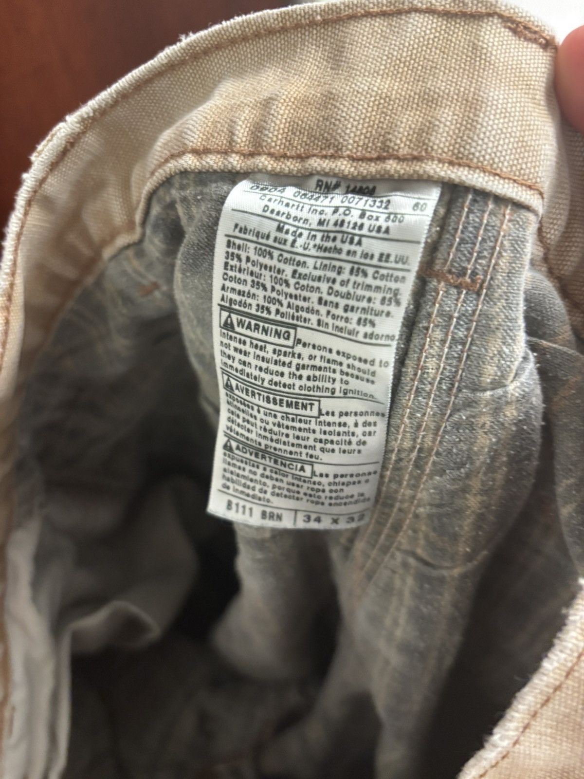 Carhartt × Vintage 34x32 Beige distressed fade carpenter pants single knee Size US 34 / EU 50 - 7 Thumbnail